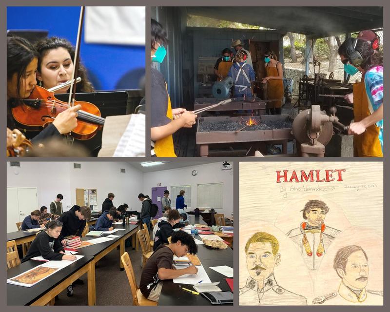 Collage of high school students participating in various activities at Highland Hall.